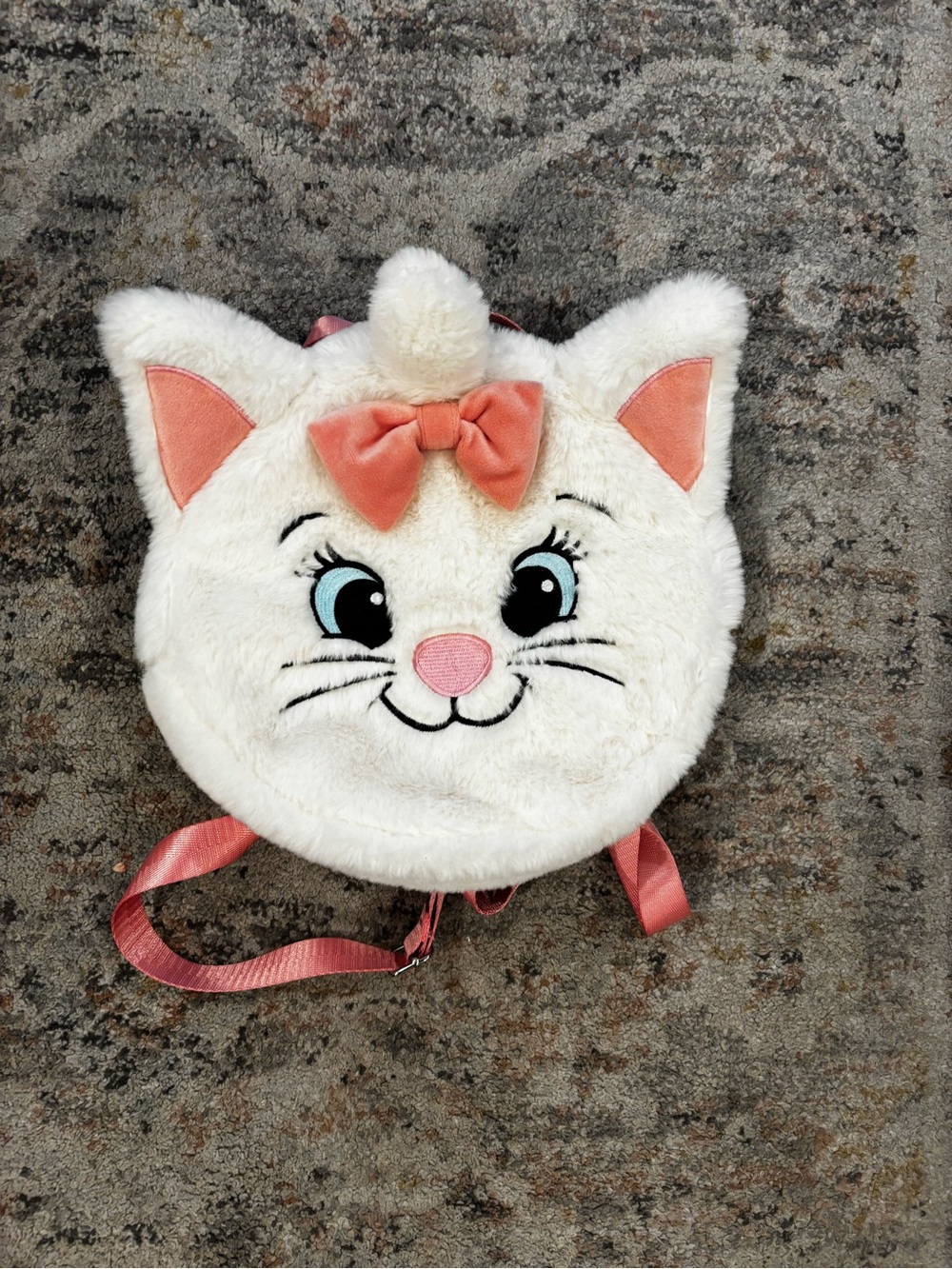 Disney White & Pink Marie Cat Plush Backpack